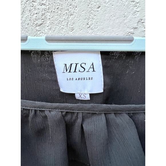 Misa Los Angeles Emelie Tie Cold Shoulder Ruffle Hem Mini Dress Black Women's XS - Picture 6 of 12